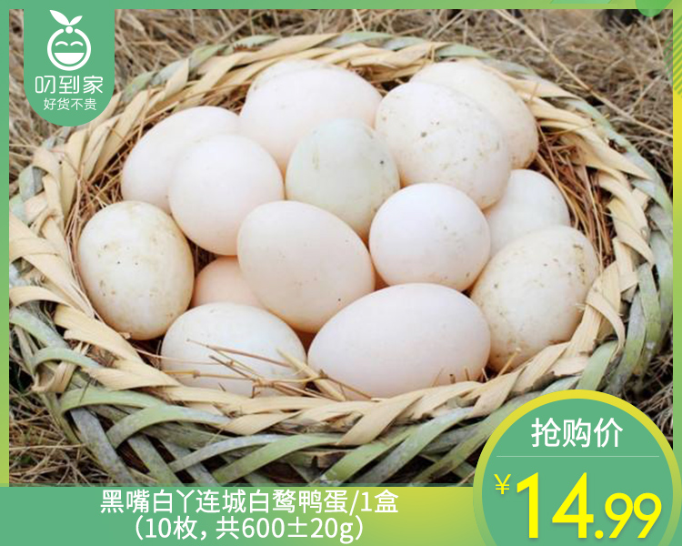 黑嘴白丫连城白鹜鸭蛋/1盒（10枚，共650g±50g）