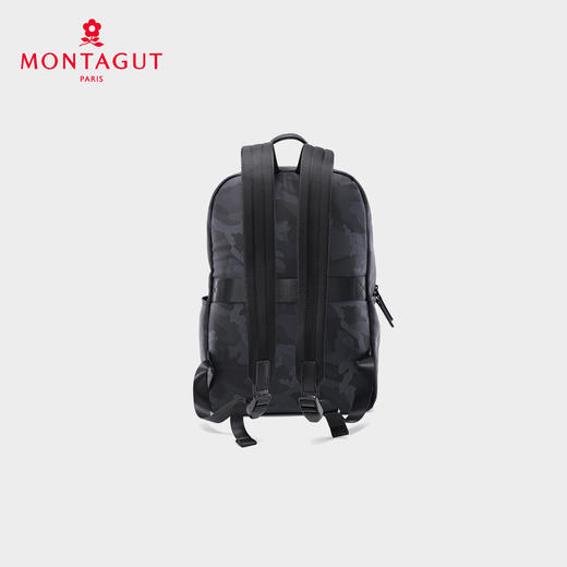 梦特娇男士双肩包通勤迷彩布配皮大容量背囊防泼水旅行背包 商品图3