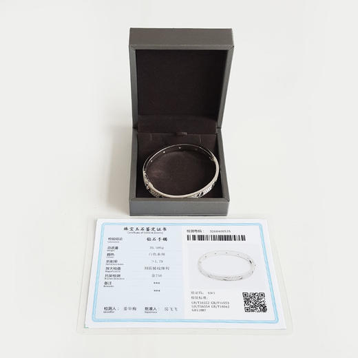 【天然正品】AU750白金简约时尚高定定制款满天星群镶钻石手镯16号（皆取最大值）080426NJS30 商品图1