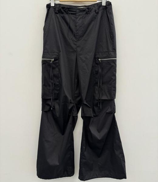 ZB1抽绳腰双侧袋工装阔腿裤40820（黑）秋季243130170321 商品图0