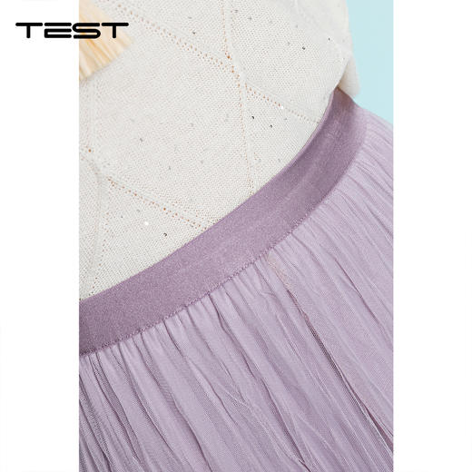 夏上新法式浪漫风飘逸垂感网纱压褶长款半身裙3262010 商品图4