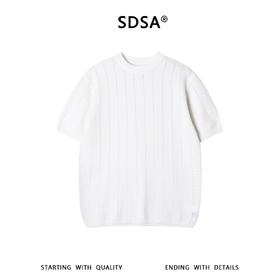 SDSA男装2026新款高贵轻奢老钱风肌理提花针织圆领短袖T恤百搭