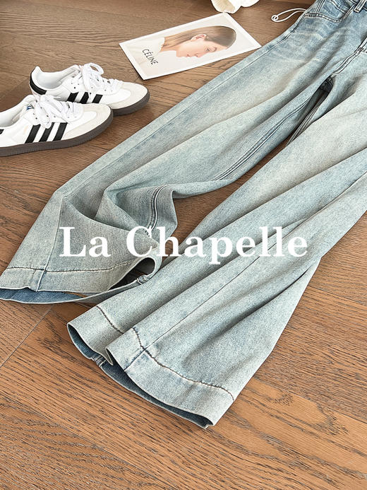 专柜实拍【莱赛尔+棉】拉夏贝尔/La Chapelle版正不挑人！高腰显瘦复古直筒牛仔裤弹力舒适百搭长裤 商品图4
