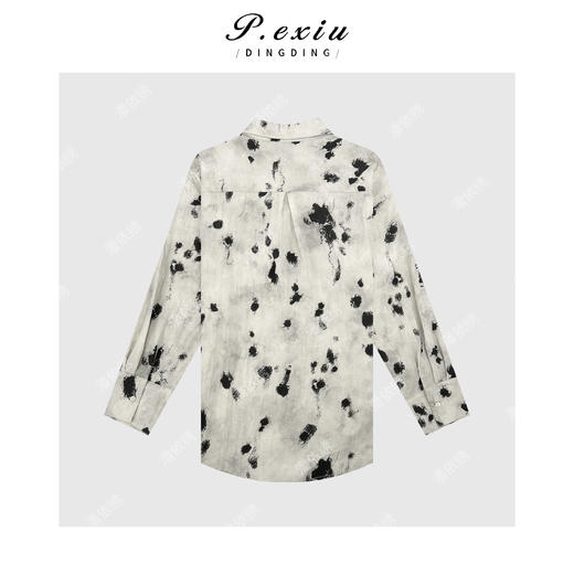 04-3潘依绣丁丁宠粉【酷飒女主】港风复古扎染翻驳领衬衫 WH00313 商品图2
