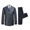 男士高档西装-蓝色格纹薄款5件套寿衣寿服套装 商品缩略图2