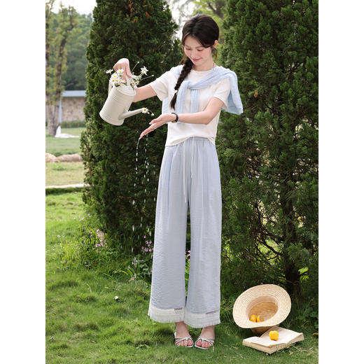 鹿向南【0417/20:00新品前1小时7折限量100件】独特浅蓝色休闲裤 商品图1