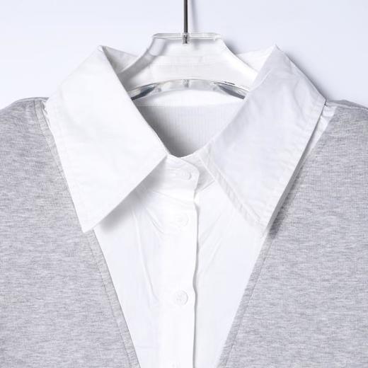 SDSA男装2026新款轻奢撞色假两件翻领V领短袖T恤宽松通勤休闲上衣 商品图1