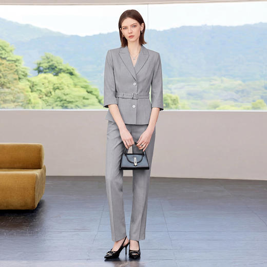 IWY/气质干练灰色西装套装女夏季薄款商务面试正式场合工作服CP6048 商品图2
