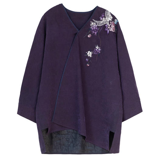 牧衣游原创 22姆米重磅手工刺绣龟裂纹香云纱小衫禅意复古 云然 商品图4