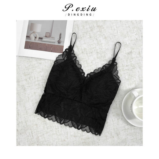 PanYiXiu/潘依绣法式精致蕾丝美背含胸垫刺绣吊带背心XS8881 商品图4