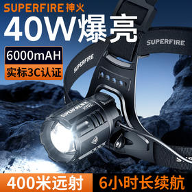 神火HY02超亮头灯调焦感应强光可充电头戴式户外夜钓