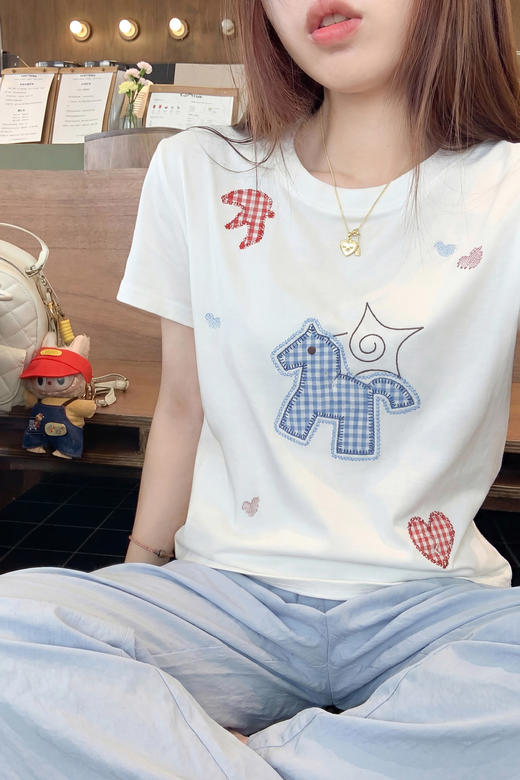 <曾小咸推荐>圆领卡通图案刺绣短袖T恤【预售7-15天发货】 商品图5