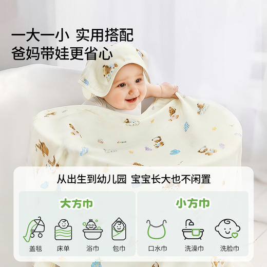 【洗浴用品】嫚熙婴儿盖毯生儿纱布包单包巾包被大方巾宝宝春夏浴巾四季通用 商品图2