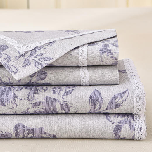 浪莎 家纺花边老粗布印花床单3件套 凉爽透气 亲肤老粗布 8款花色可选 商品图12