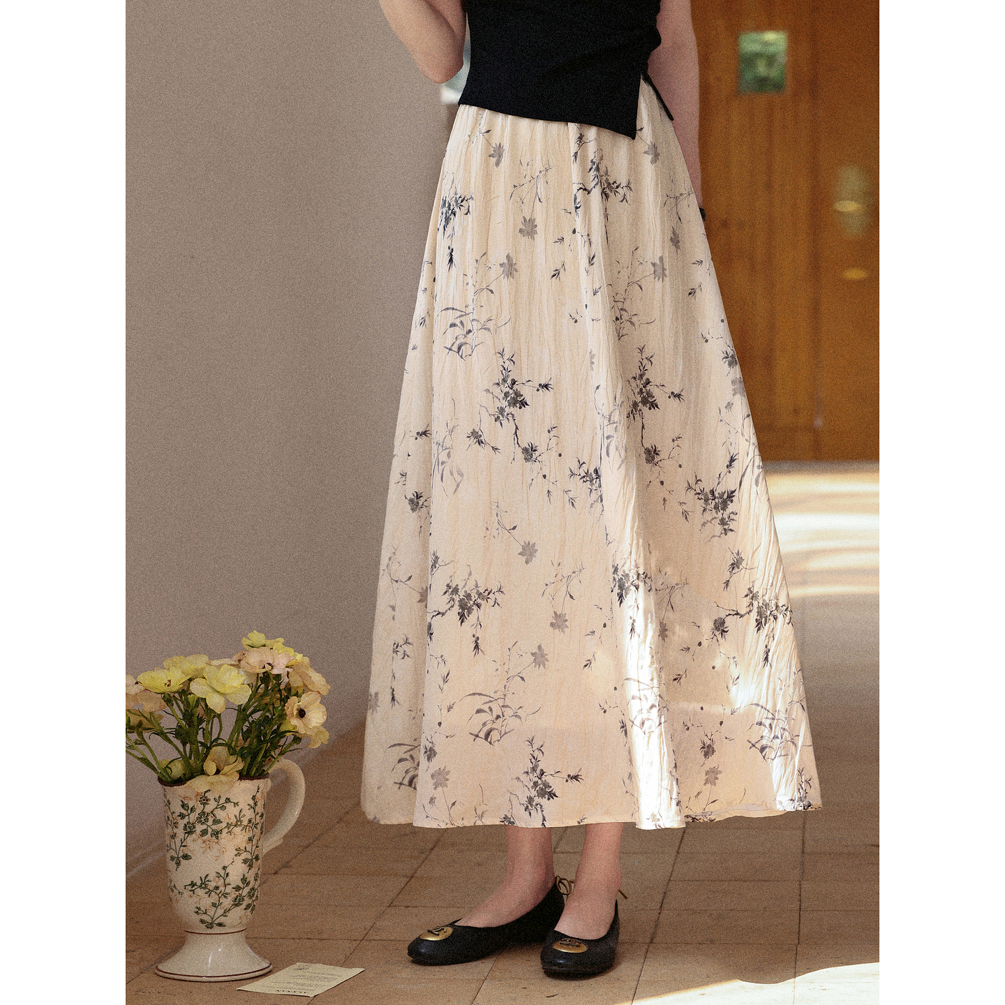 鹿向南【0417/20:00新品前1小时7折限量100件】气质款杏色半身裙