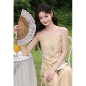 鹿向南【0417/20:00新品前1小时7折限量100件】国风气质杏色背心