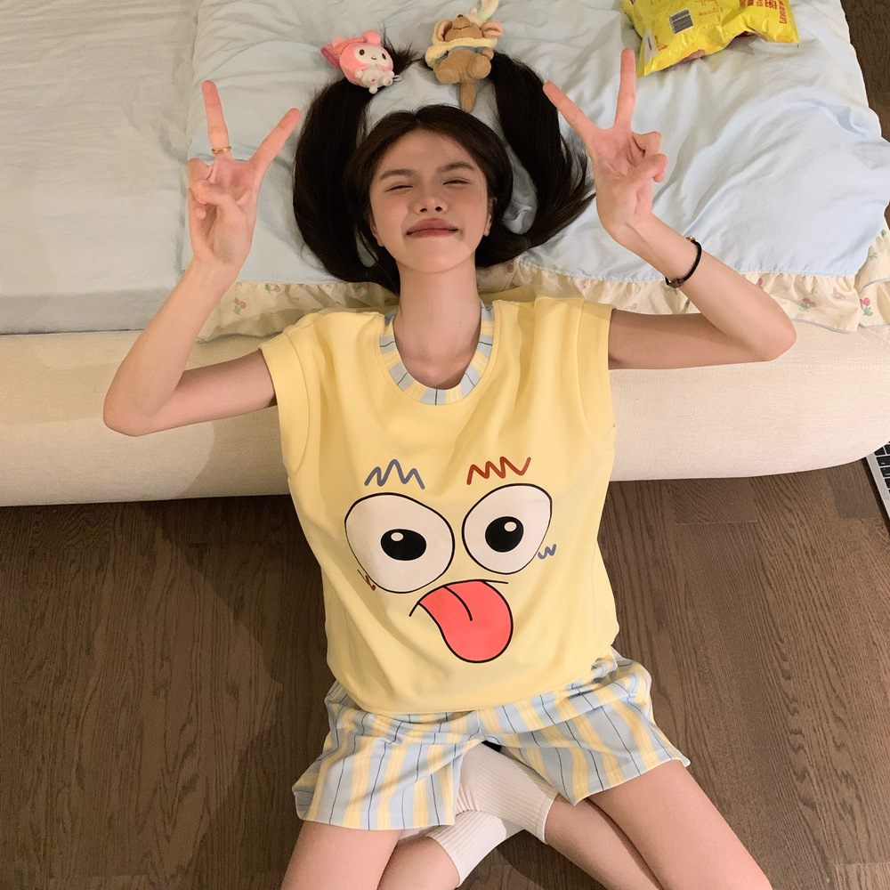 【GZ】无忧购带胸垫睡衣女夏季索罗娜背心卡通可外穿家居服套装（截单后3-5天发货）