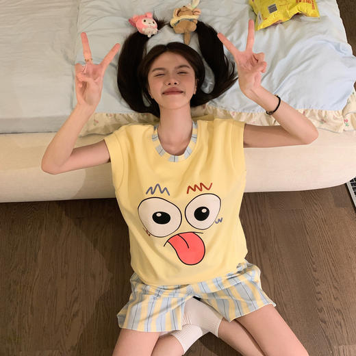 【GZ】无忧购带胸垫睡衣女夏季索罗娜背心卡通可外穿家居服套装（截单后3-5天发货） 商品图0