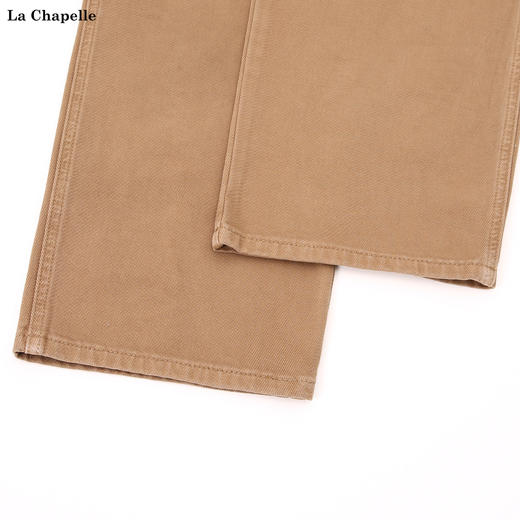 天猫同步【美式做旧伐木裤】拉夏贝尔/La Chapelle宽松复古高腰单扣裤袢工装风直筒牛仔裤 商品图4