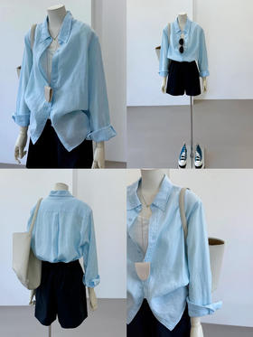 叶未语·秋波蓝棉衬衫 | 奶里奶气的蓝色，干净清爽好搭配，夏日绝美衬衫