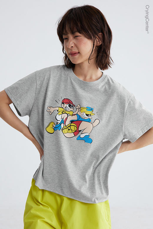 CryingCenter 复古卡通跑步小人撞色短袖Tee 哭喊中心 商品图4