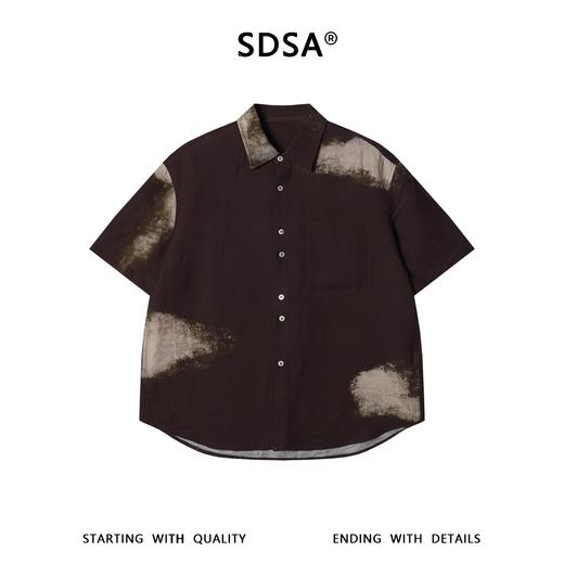 SDSA男装2026新款高贵轻奢美式复古扎染口袋拼接短袖衬衫百搭休闲 商品图0