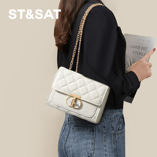 星期六菱格纹小香风斜挎链条单肩包SSD521A0GW 商品图5