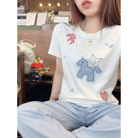 <曾小咸推荐>圆领卡通图案刺绣短袖T恤【预售7-15天发货】