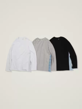 SUPERTOFU(SPTF)/ AYZ-AW25-T069/侧缝拼接衬衫布 抗皱新疆棉 复古休闲质感长袖T恤