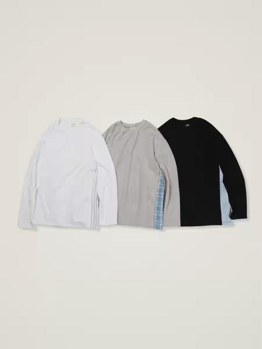 SUPERTOFU(SPTF)/ AYZ-AW25-T069/侧缝拼接衬衫布 抗皱新疆棉 复古休闲质感长袖T恤 商品图0