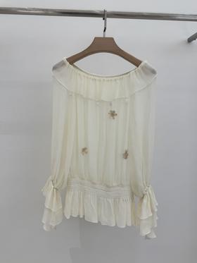 【门店同款】ENJOY夏季白茉金枝一字肩上衣 171195666