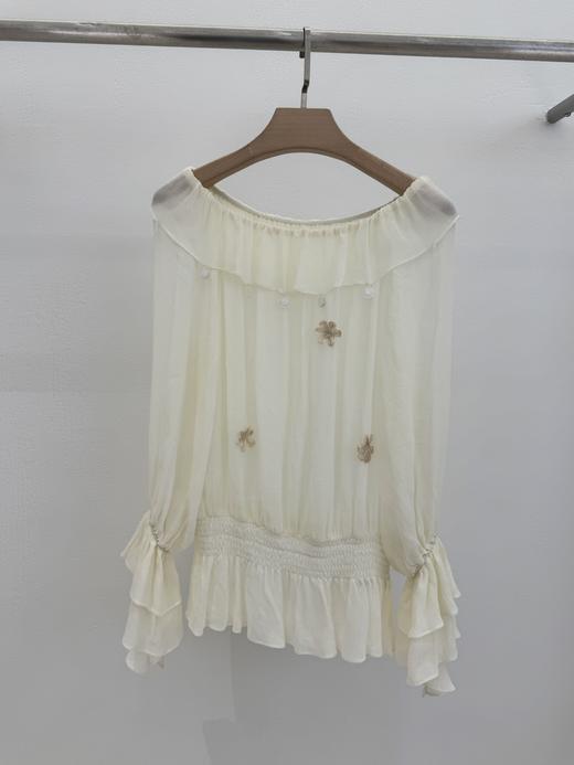 【门店同款】ENJOY夏季白茉金枝一字肩上衣 171195666 商品图0