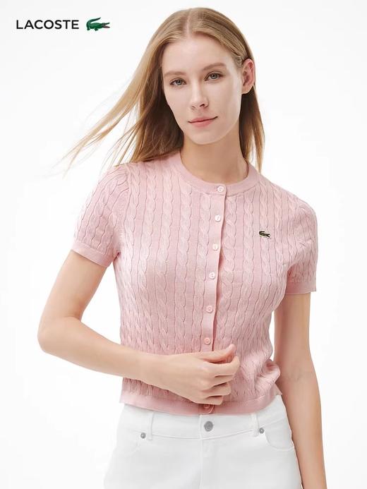 马卡龙配色，麻花针织衫。温柔绞花工艺小标刺绣短袖上衣E041466 商品图7