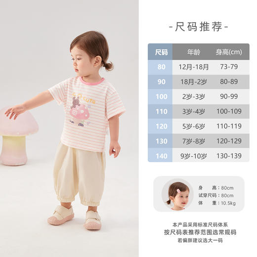 jellybaby百搭条纹短袖T恤夏款男女童圆领T恤中童JXN62664★ 商品图3