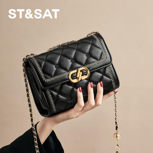 星期六优雅菱格金属链条单肩包SSD521A0GV 商品图1