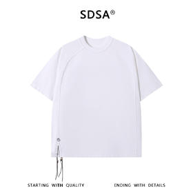 SDSA男装2026新款高贵轻奢潮牌领口勾破明线挂件圆领短袖T恤百搭
