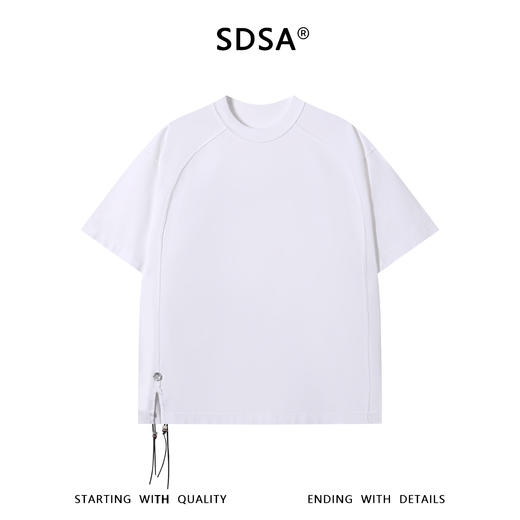 SDSA男装2026新款高贵轻奢潮牌领口勾破明线挂件圆领短袖T恤百搭 商品图0