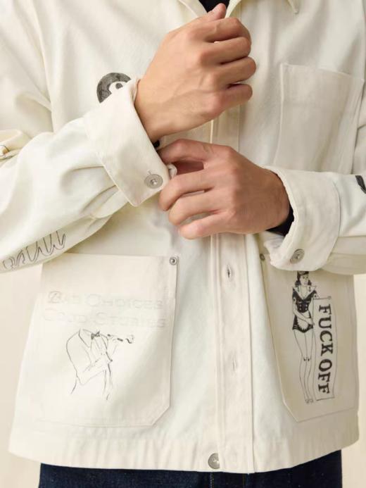 SUPERTOFU (SPTF)/CMKS-AW25-J277/手绘印花 数码直喷 复古做旧 工装翻领夹克外套 商品图1