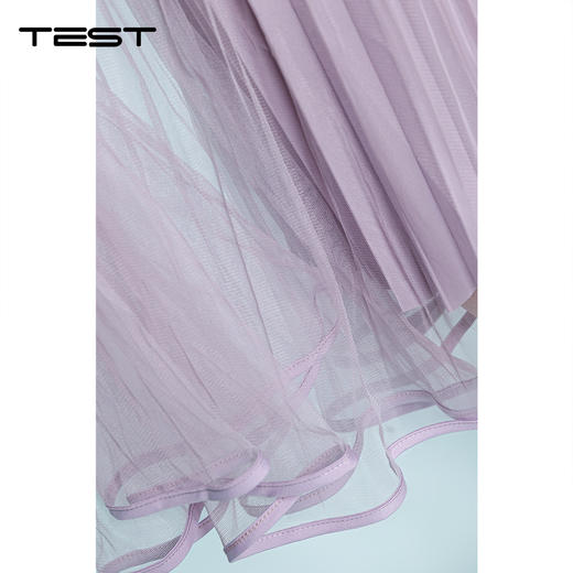 夏上新法式浪漫风飘逸垂感网纱压褶长款半身裙3262010 商品图5