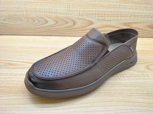 2024夏新款豪行真皮男鞋14259126一脚蹬舒适打孔透气休闲凉鞋 商品图1