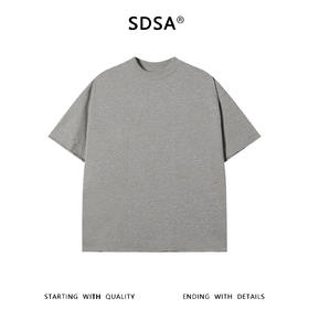 SDSA男装2026新款高贵轻奢潮牌简约卷边纯色圆领短袖T恤百搭时尚