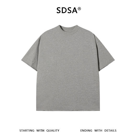 SDSA男装2026新款高贵轻奢潮牌简约卷边纯色圆领短袖T恤百搭时尚 商品图0