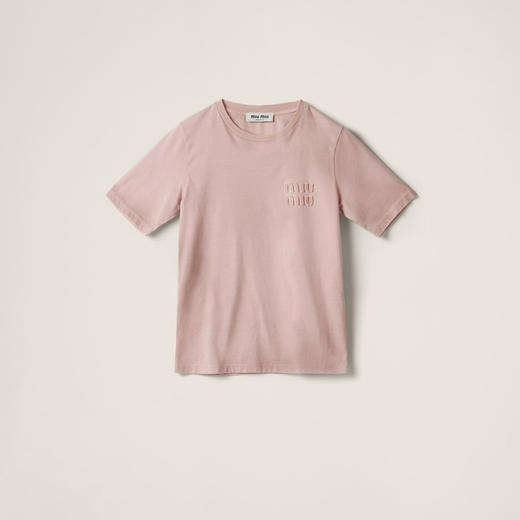 MIU-T 雪粉色贴布绣T恤 商品图0
