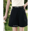 鹿向南「菲林假日」百搭黑色花边阔腿短裤女装夏季高腰外穿休闲裤 商品缩略图0