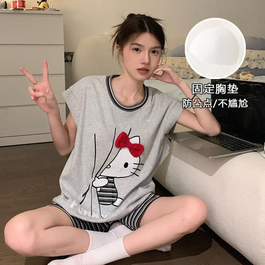 【GZ】无忧购带胸垫睡衣女夏季索罗娜背心卡通可外穿家居服套装（截单后3-5天发货） 商品图6