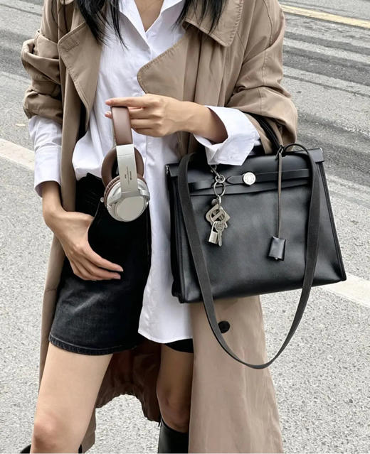 爱马仕 herbag31  黑白熊猫 防水布 斜挎包 商品图2