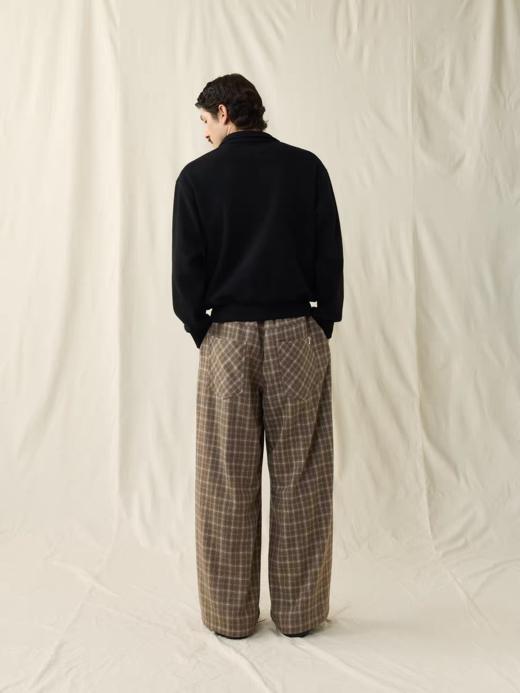 SUPERTOFU(SPTF)/BYG-AW25-P222/绵羊毛混纺内衬防扎肉进口铜扣格纹阔腿长裤 商品图1