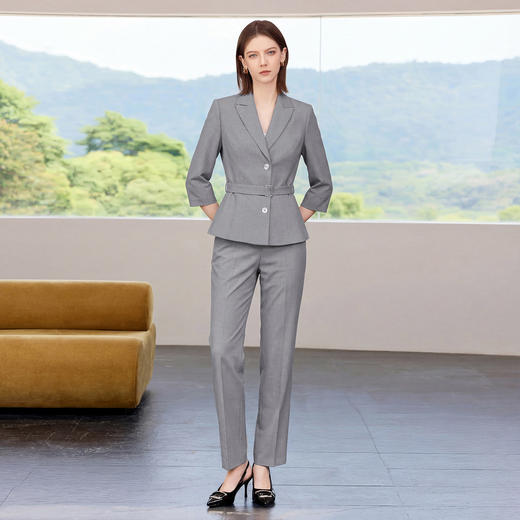 IWY/气质干练灰色西装套装女夏季薄款商务面试正式场合工作服CP6048 商品图3