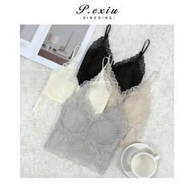 PanYiXiu/潘依绣法式精致蕾丝美背含胸垫刺绣吊带背心XS8881