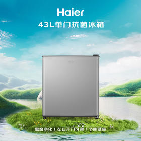 海尔（Haier）43L单门小户型冰箱一级能效抗菌净味三档可调银色